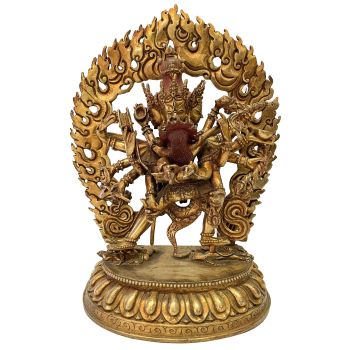 Nepali Handmade Statue Of Chakrasambara Shakti, Fire Gold Plated 