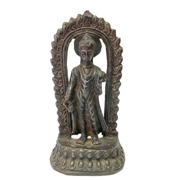 Old +50 Years , Nepali Handmade Statue Of Dipankara Buddha Chocolate Oxidized