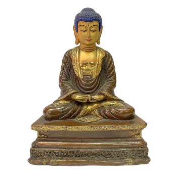 Old +30 Years , Nepali Handmade Statue Of Amitabha Buddha, Partly Gold Plated