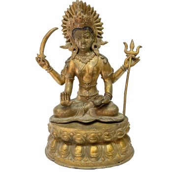 Antique +50 Years , Handmade Statue Of Santoshi Mata, Full Gold Plated 