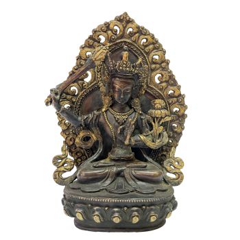 Nepali Handmade Statue Of Manjushree, Antique Finishing