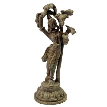  40+ Year Nepali Handmade Statue Of Maya Devi, Copper Antique 