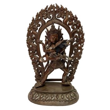 Nepali Handmade Statue Of Chakrasambara , Chocolate Oxidized