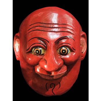 Handmade Wooden Mask Of Joker, Painted Red 