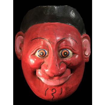 Handmade Wooden Mask Of Joker, Painted Red 