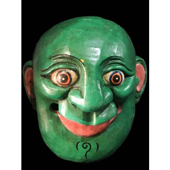 Handmade Wooden Mask Of Joker, Painted Green 