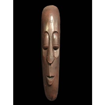 Handmade Wooden Mask Of Long Face Somalian, Painted Brown 