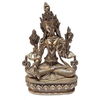 Masterpiece , Sterling Silver, 590 Gram Statue of White Tara, Old Stock 