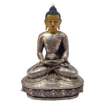 Masterpiece , Sterling Silver, 652 Gram Statue of Amitabha Buddha, Old Stock