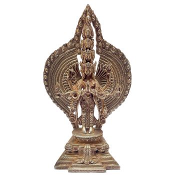  Masterpiece , Sterling Silver, 345 Gram Statue of Sahasrabhuja Avalokitesvara, Old Stock 