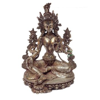 Masterpiece , Sterling Silver, 681 Gram Statue of Green Tara, Old Stock