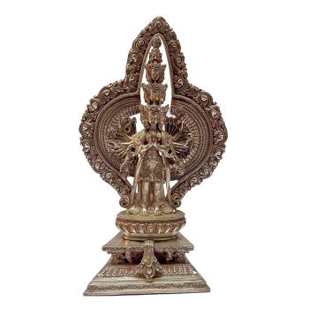  Masterpiece , Sterling Silver, 920 Gram Statue of Sahasrabhuja Avalokitesvara, Old Stock 