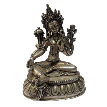  Masterpiece , Sterling Silver, 320 Gram Statue of Green Tara, Old Stock 