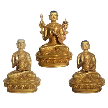 Tibetan Statue of Je TsongKhapa with his Disciple 