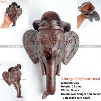 Vintage Ceramic Elephant Head Wall Hanger