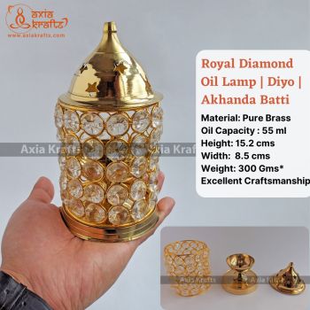 Large Royal Diamond Oil Lamp Diyo Akhanda Batti