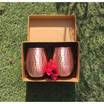 Dhaatu Ayurvedic Pure Copper Set of 2 Copper Tumblers- 355ml (Made in Nepal)