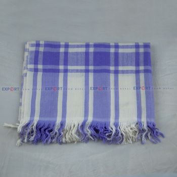 Imported Cashmeree & Silk Blended Check Stole (Sky Blue & White)