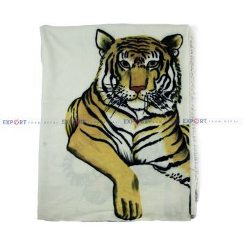 Tiger Printed Cashmere-Silk Blended Shawl