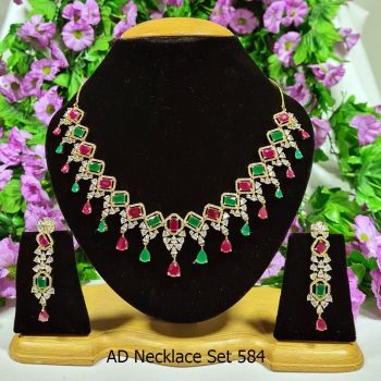 (584) American Diamond Necklace Set
