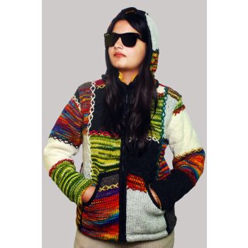 KaleidoStitch Woolen Patch Jacket- Handmade in Nepal