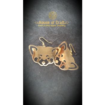 Light Weight Hand-made Red Panda Brass Earring
