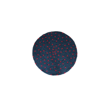 Handmade Wool Felt Ball Carpet in Navy Blue - 100 cm Diameter