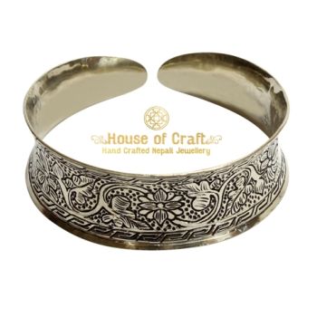 Handmade Hammered White Metal Concave Bracelet