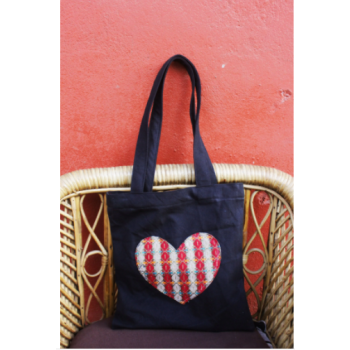 Heart print dhaka bag