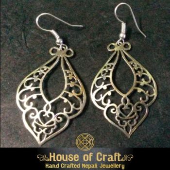 Light Weight Hand-Made White Metal Chest Heart Earring