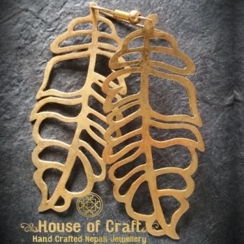 Hand-Made Light Weight Feather Design Brass Earring