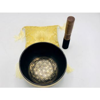 8 Inch Flower of Life Singing Bowl-Flower of Life Design Bowl-Tibetan Flower of Life design singing bowl-Singing Bowl comes with cushion, mallet