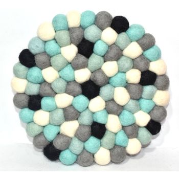 Handmade Pure Woolen 21 cm Diameter Felt Ball Mat  