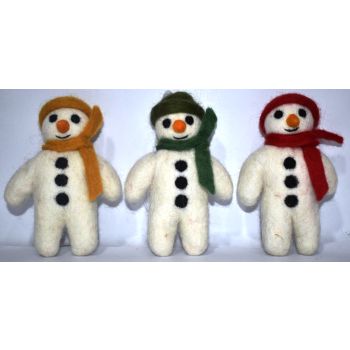 Pure Woolen Christmas Designed Felted Snow Man Doll