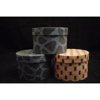 Attractive Printed Design Lokta Paper Round Box