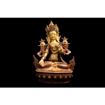 Handmade Gold Plated Metal White Tara with Stone Setting