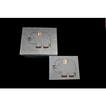 Lokta paper-Elephant print boxes- blue
