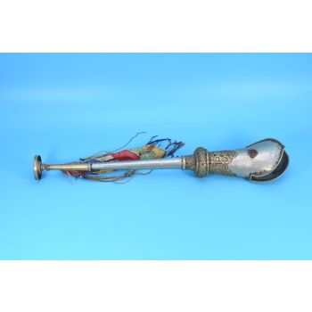 Tibetan rare Trumpet Tantrik Ritual Antique Kangling Turquoise Handmade horn