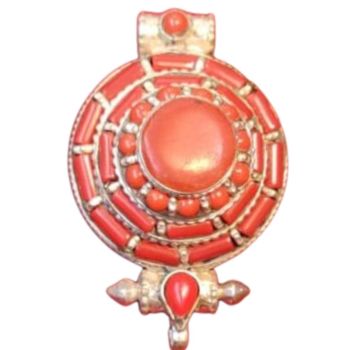 All round Stone Set Tibetan ghau Pendants