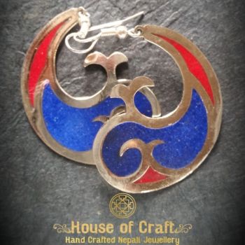 Hand-Made Brass Stone Filled Contemporary Fish Design Earring