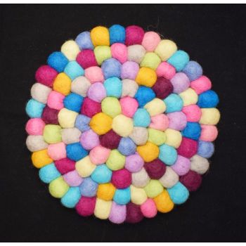 Felt Wool Ball Mat Pastel Mix | Hand Made in Nepal | Multi-colored | Soft | Light weight 