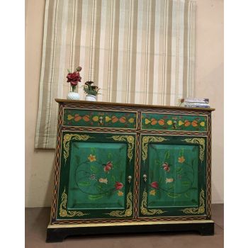 Flower Art Wood Cabinet