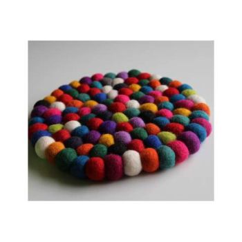 Felt Wool Round Multicolor Trivet Mat 