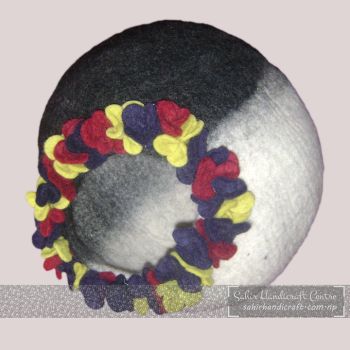 BLACK & WHITE CAT CAVE WITH FLOWERS