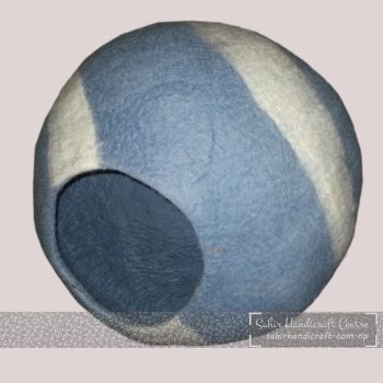 Blue and White Striped Cat Cave