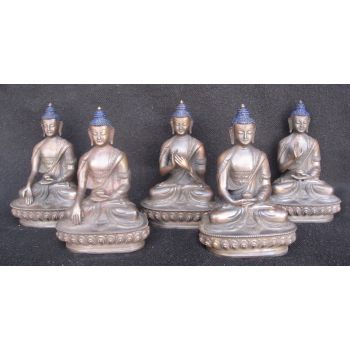 Antique Master Quality Handmade Copper 5 Dhyani Buddha Rupa Set, Nepal