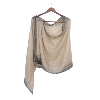 Tan Brown Pashmina Super Ring Shawl with Grey Border