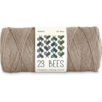 100% Organic Hemp Cord, Twine, String for Jewelry, Beading, Macrame, Crafts, 23 Bees (400ft x 22 lb.) Natural Box of 50