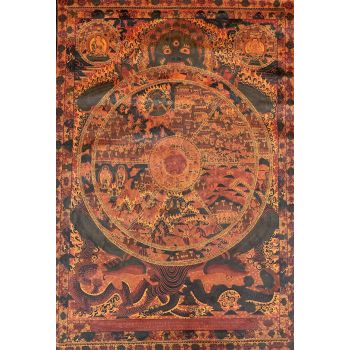 Hand-Painted Buddha Mandala Tibetan Thangka Art on Canvas, 26 x 38 Inches