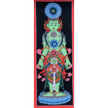 Hand-Painted 7 Life Chakra, Healing Medical Thangka Painting, Art on Canvas